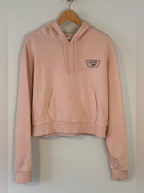 VANS Women's Cropped Pale Pink Pull Over Hooded Sweatshirt Size Large